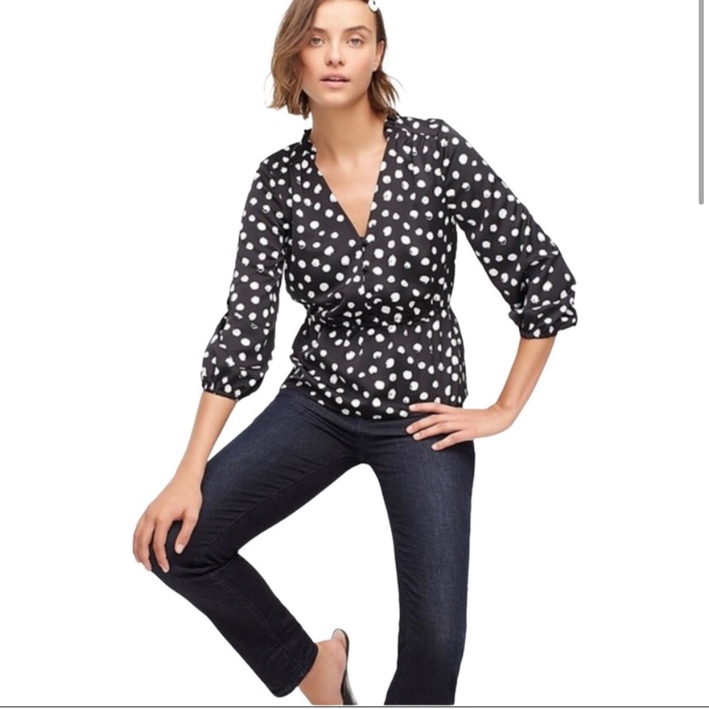 J. Crew polka dot peplum silky blouse